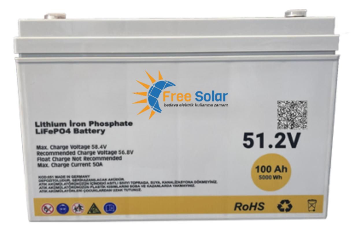 Free Solar 51.2V 100 Ah Lityum Akü