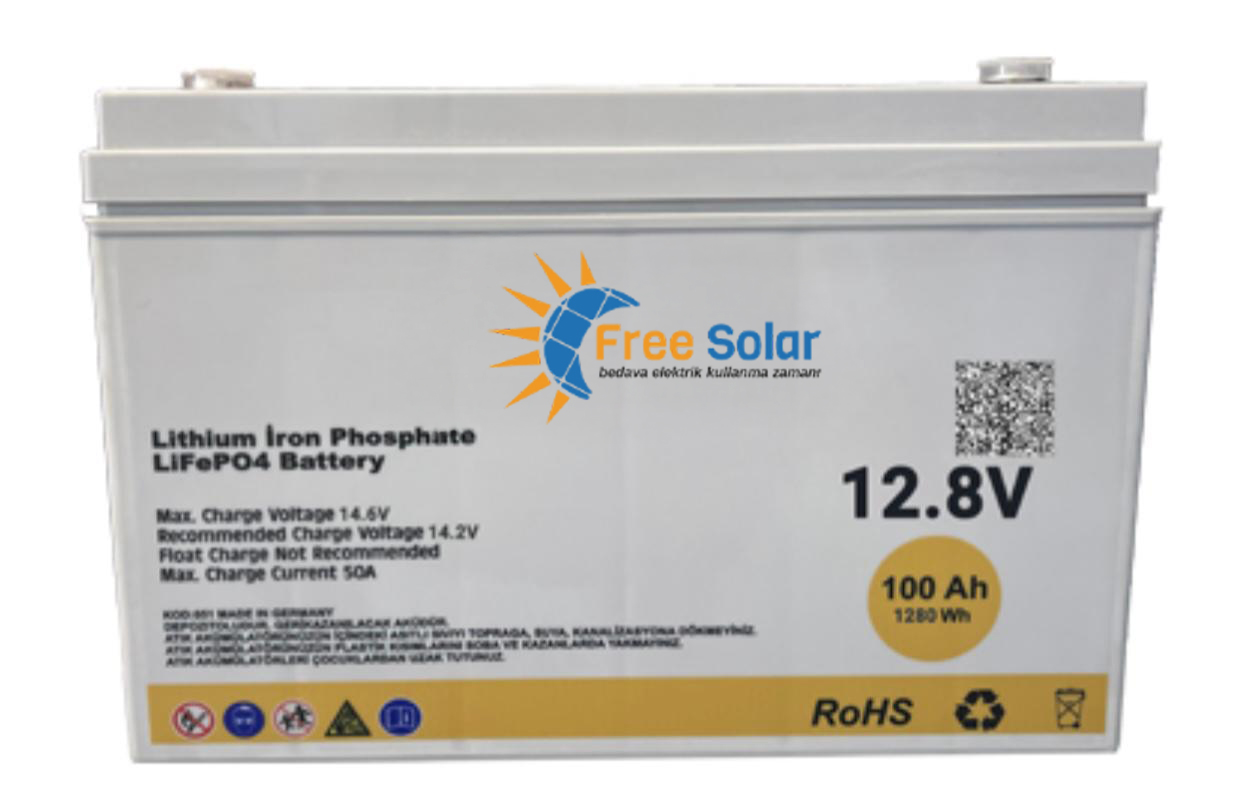 Free Solar 12.8V 100 Ah Lityum Akü